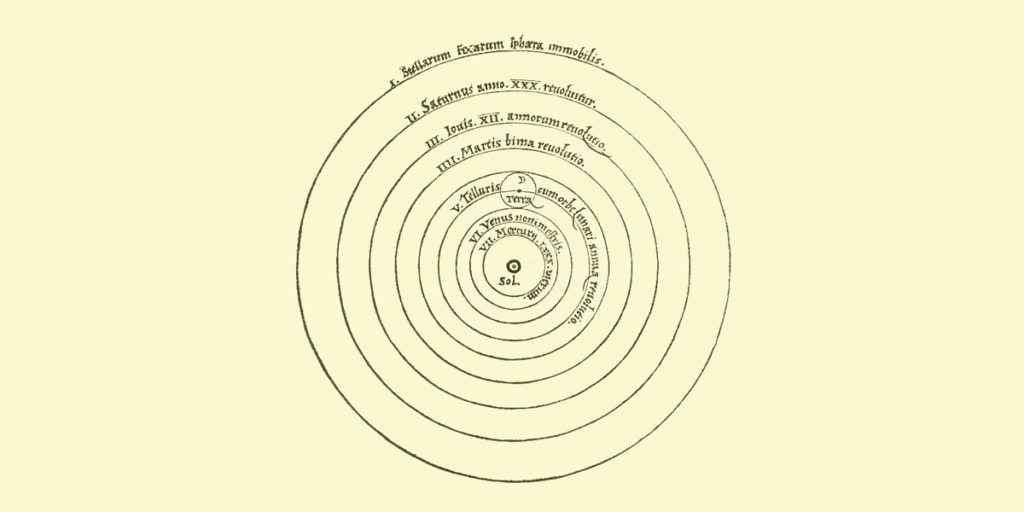 Copernicus's diagram of a heliocentric solar system
