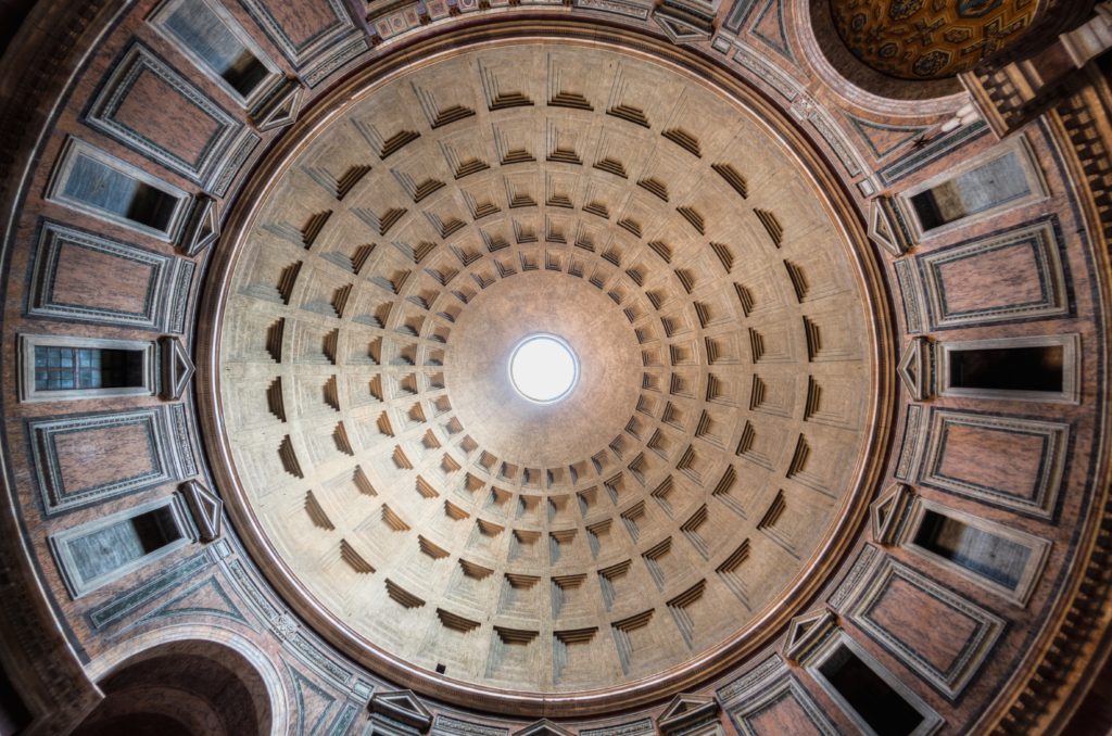 Ceiling of Pantheon, Rome, Italy. Photo by Mohammed Reza Domiri Ganji.